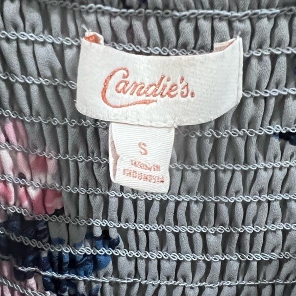 Beautiful gray and pink floral smocked midi dress size small - Picture 9 of 9